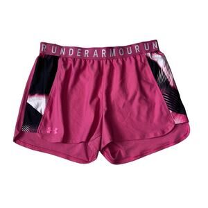 Under Armour Women's LG Play Up Pink Black & White Athletic Shorts